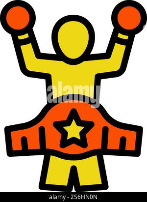 Boxing winner icon. Outline Boxing winner vector icon for web design isolated on white background. Boxing winner icon, outline style Stock Vector