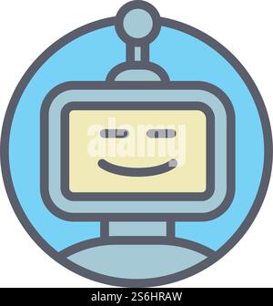 Virtual chatbot icon. Outline Virtual chatbot vector icon for web design isolated on white background. Virtual chatbot icon, outline style Stock Vector