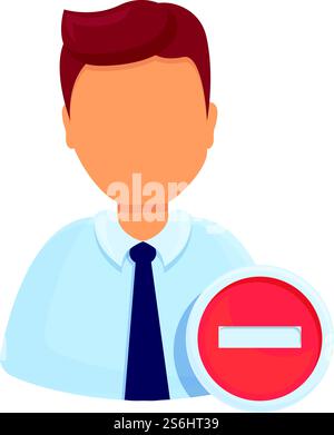 Delete manager user icon. Cartoon of Delete manager user vector icon for web design isolated on white background. Delete manager user icon, cartoon style Stock Vector