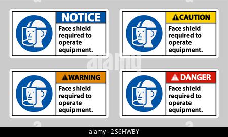 Face Shield Required to Operate Equipment Stock Vector