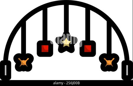 Baby Arc With Hanged Toys Icon. Editable Bold Outline With Color Fill Design. Vector Illustration. Stock Vector