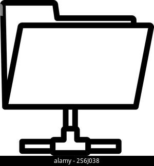 Shared Folder Icon. Editable Bold Outline Design. Vector Illustration. Stock Vector