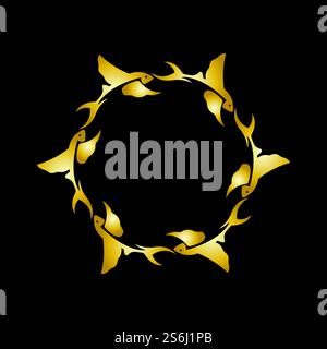 gold flying fish logo vector icon design template Stock Vector