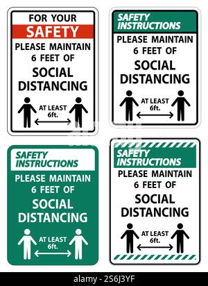 Safety Instructions For Your Safety Maintain Social Distancing Sign on ...