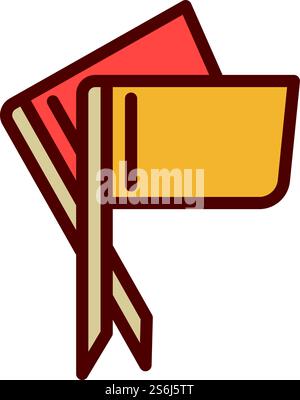 Croquet red yellow flags icon. Outline Croquet red yellow flags vector icon for web design isolated on white background. Croquet red yellow flags icon, outline style Stock Vector