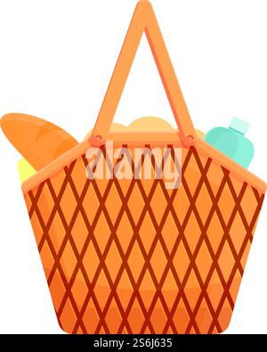 Nature picnic basket icon. Cartoon and flat of Nature picnic basket vector icon for web design isolated on white background. Nature picnic basket icon, cartoon and flat style Stock Vector