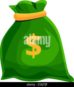 Bank cash money bag icon. Cartoon of Bank cash money bag vector icon for web design isolated on white background. Bank cash money bag icon, cartoon style Stock Vector