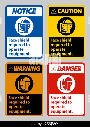Face Shield Required to Operate Equipment Stock Vector