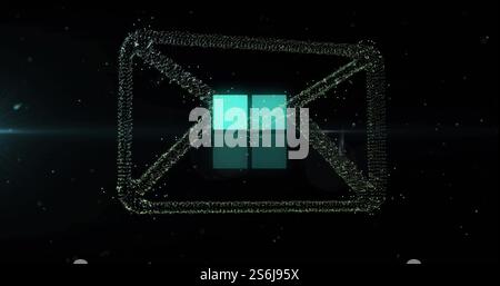 Image of email icon over squares and data loading Stock Photo