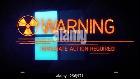 Image of warning text and squares with data loading Stock Photo