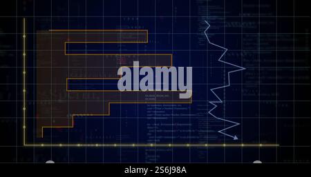Image of data processing over diagram Stock Photo