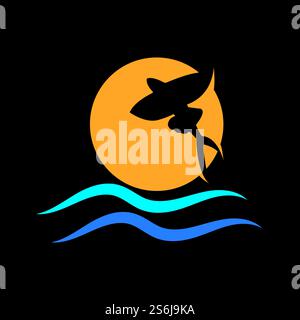 gold flying fish logo vector icon design template Stock Vector