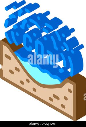 limnological disaster, emission of carbon dioxide in reservoir isometric icon vector. limnological disaster, emission of carbon dioxide in reservoir sign. isolated symbol illustration. limnological disaster, emission of carbon dioxide in reservoir isometric icon vector illustration Stock Vector