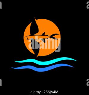 gold flying fish logo vector icon design template Stock Vector