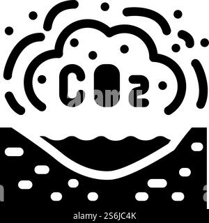 limnological disaster, emission of carbon dioxide in reservoir glyph icon vector. limnological disaster, emission of carbon dioxide in reservoir sign. isolated contour symbol black illustration. limnological disaster, emission of carbon dioxide in reservoir glyph icon vector illustration Stock Vector