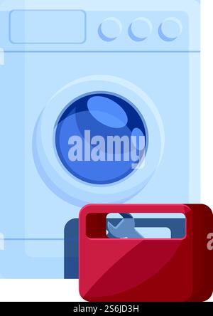 Toolbox broken washing machine icon. Cartoon of Toolbox broken washing machine vector icon for web design isolated on white background. Toolbox broken washing machine icon, cartoon style Stock Vector