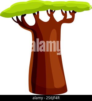 Baobab tree icon. Cartoon of Baobab tree vector icon for web design isolated on white background. Baobab tree icon, cartoon style Stock Vector