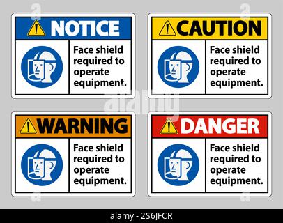 Face Shield Required to Operate Equipment Stock Vector