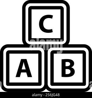 Box Of Bricks Icon. Editable Bold Outline Design. Vector Illustration. Stock Vector