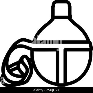 Icon Of Touristic Flask. Editable Bold Outline Design. Vector Illustration. Stock Vector