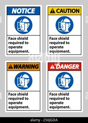 Face Shield Required to Operate Equipment Stock Vector