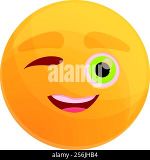 Winking emoticon icon. Cartoon of winking emoticon vector icon for web design isolated on white background. Winking emoticon icon, cartoon style Stock Vector