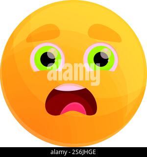 Scared emoticon icon. Cartoon of scared emoticon vector icon for web design isolated on white background. Scared emoticon icon, cartoon style Stock Vector