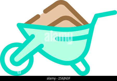 wheelbarrow with compost color icon vector. wheelbarrow with compost sign. isolated symbol illustration. wheelbarrow with compost color icon vector illustration Stock Vector