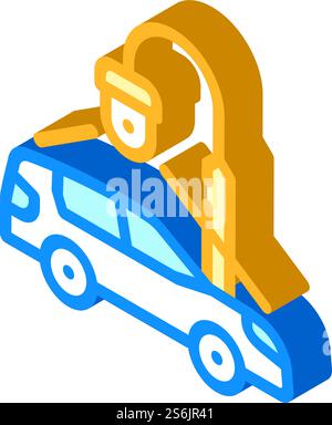car parking video surveillance isometric icon vector. car parking video surveillance sign. isolated symbol illustration. car parking video surveillance isometric icon vector illustration Stock Vector