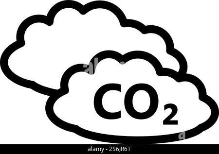 CO 2 Cloud Icon. Bold outline design with editable stroke width. Vector Illustration. Stock Vector