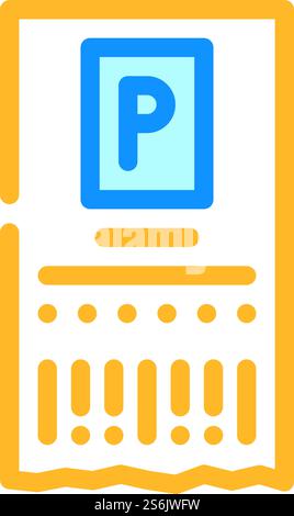 ticket parking color icon vector. ticket parking sign. isolated symbol illustration. ticket parking color icon vector illustration Stock Vector
