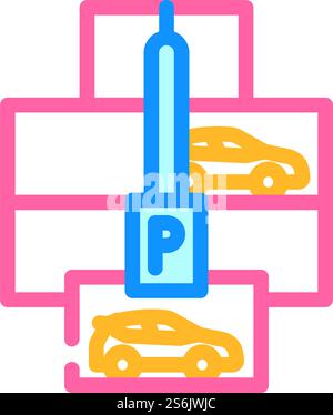 multi-level parking color icon vector. multi-level parking sign. isolated symbol illustration. multi-level parking color icon vector illustration Stock Vector