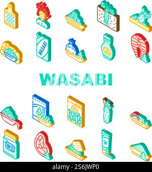 Wasabi Japanese Spice Collection Icons Set Vector Stock Vector Image ...