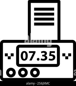Taxi Meter With Receipt Icon. Bold outline design with editable stroke width. Vector Illustration. Stock Vector