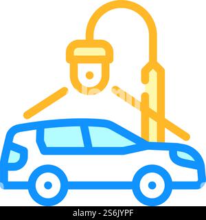 car parking video surveillance color icon vector. car parking video surveillance sign. isolated symbol illustration. car parking video surveillance color icon vector illustration Stock Vector