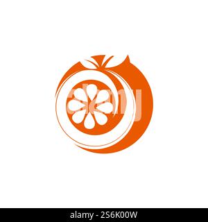 Fresh Orange Fruit, Slice of Lemon Lime Grapefruit Citrus with swirl letter initial O logo design inspiration Stock Vector