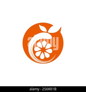 Fresh Orange Fruit, Slice of Lemon Lime Grapefruit Citrus with swirl letter initial O logo design inspiration Stock Vector
