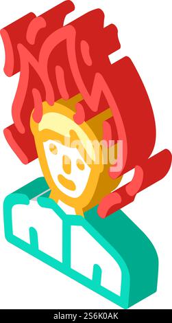 burning man after wasabi isometric icon vector. burning man after wasabi sign. isolated symbol illustration. burning man after wasabi isometric icon vector illustration Stock Vector