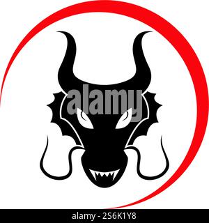 Head dragon flat color logo template vector illustration Stock Vector