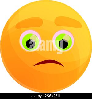Pensive emoticon icon. Cartoon of pensive emoticon vector icon for web design isolated on white background. Pensive emoticon icon, cartoon style Stock Vector