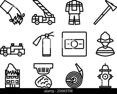 Fire Icon Set. Bold outline design with editable stroke width. Vector ...
