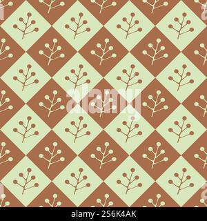 Geometric pattern with tiles and branches vector illustration Stock Vector