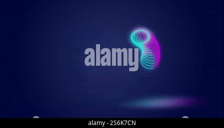 Image of neon circles on black background Stock Photo