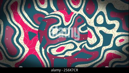 Image of colourful shapes moving on liquid background Stock Photo