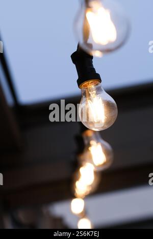Light bulbs in a row Stock Photo