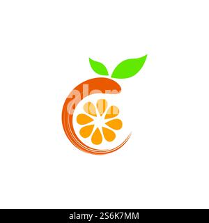 Fresh Orange Fruit, Slice of Lemon Lime Grapefruit Citrus with swirl letter initial O logo design inspiration Stock Vector