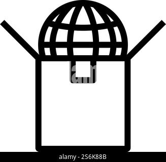 Planet In Box. Bold outline design with editable stroke width. Vector Illustration. Stock Vector