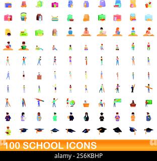 100 school icons set, cartoon style Stock Vector Image & Art - Alamy