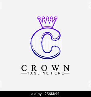 C initial Crown logo designs vector illustration design Stock Vector