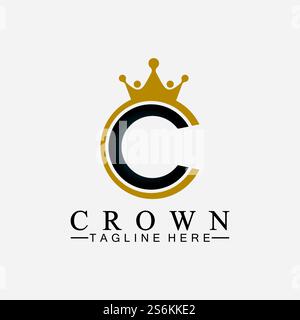 C initial Crown logo designs vector illustration design Stock Vector